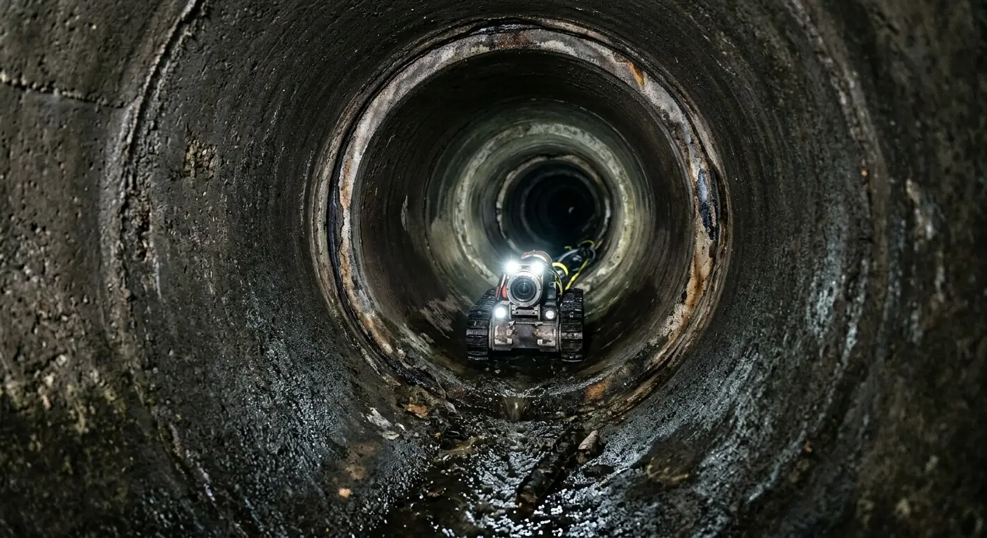 Robotic sewer camera inspecting pipe interior for Drain Snake Service in Murrieta